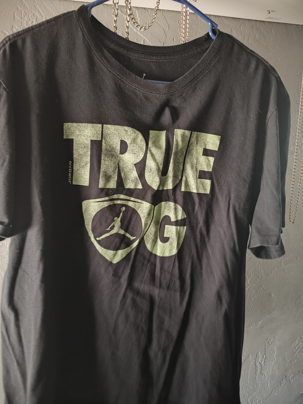 Jordan Black Short-Sleeve Tee with Green TRUE OG Graphic